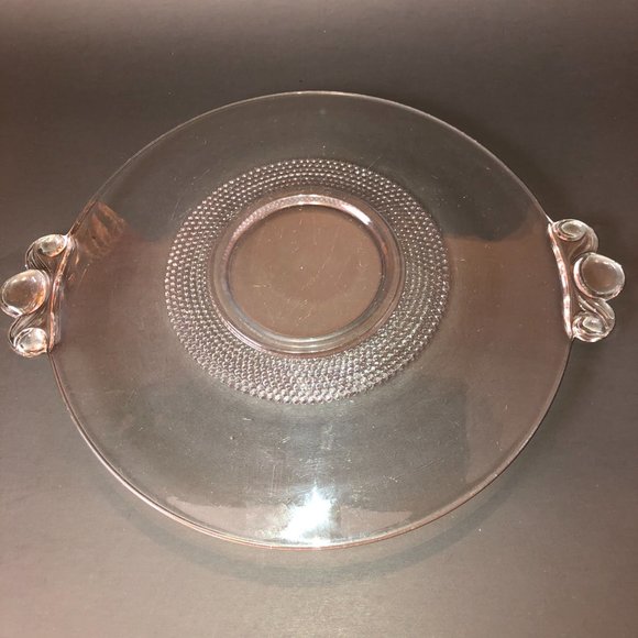 Vtg Duncan & Miller Teardrop Clear Glass Plate Platter 13-3/8" 2-Handled Handles - Picture 7 of 9